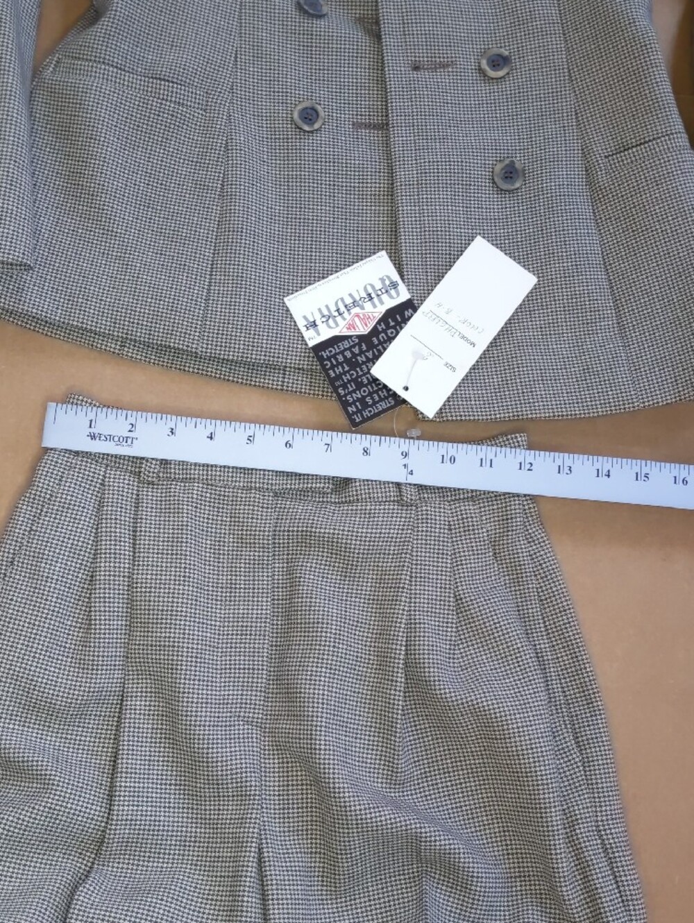 Thalian Petite Houndstooth Blazer & Trouser Set - Black, White & Taupe - Picture 7 of 11